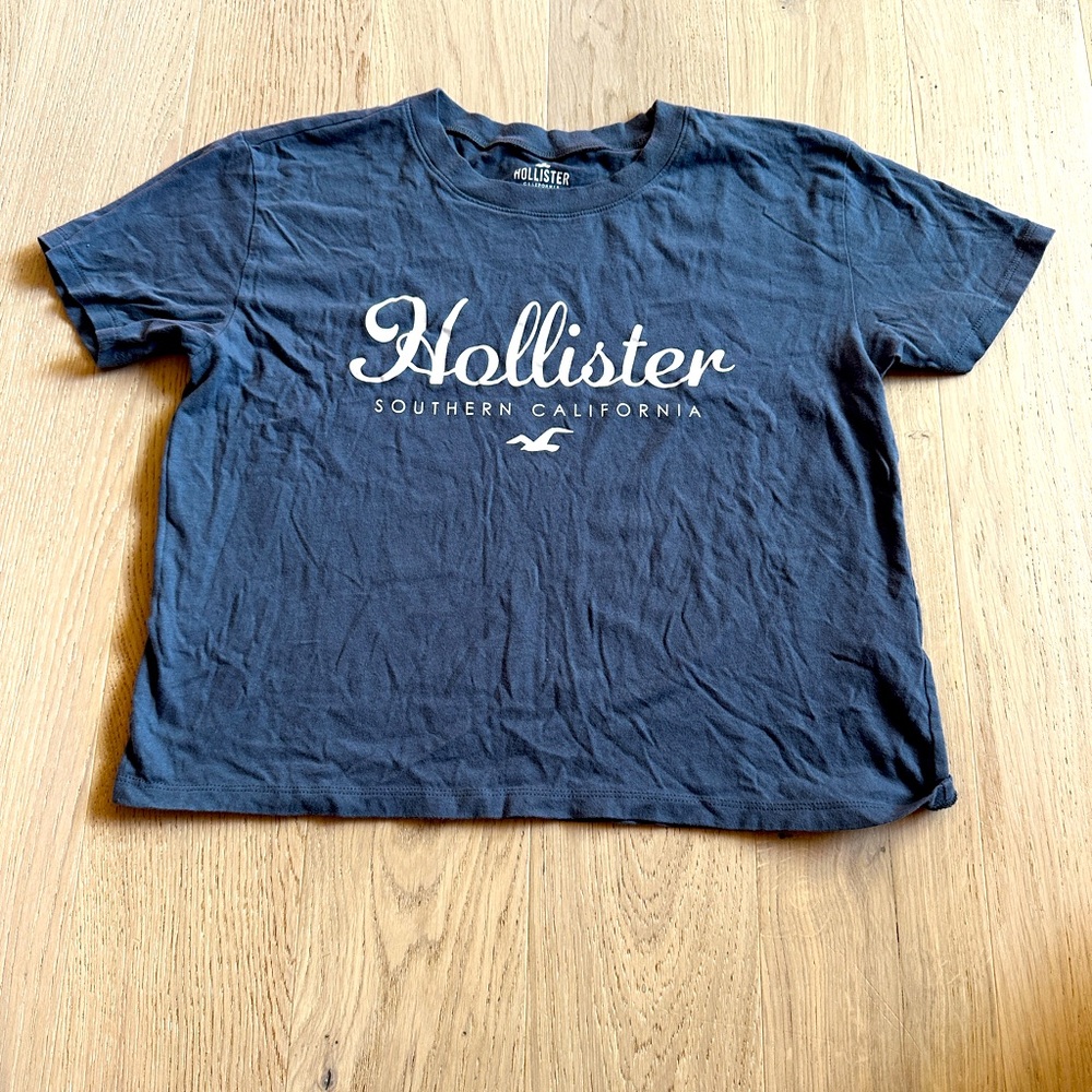 Y2K Hollister Cropped Baby Tee Navy 100% Cotton Small